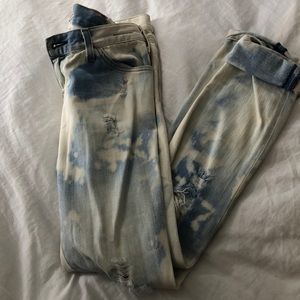 Current Elliot distressed tie-dye jeans